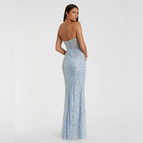 MAC DUGGAL 20544 NWT Blue Strapless Embellished Trumpet Gown - Picture 3 of 8
